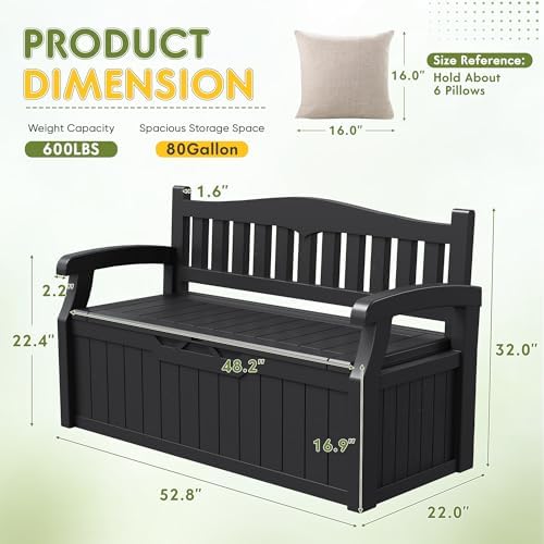 greesum 80 gallon storage bench outdoor deck box, close-up detail
