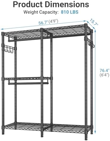 vipek v4 clothing rack for hanging clothes heavy showing dimensions
