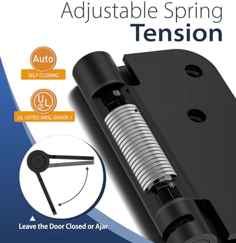4 inch self closing door hinges,3-pack spring hinges,1/4", close-up detail
