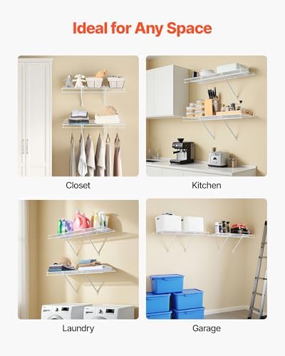 vevor wire shelf kit, 3 ft, set of, front angle view