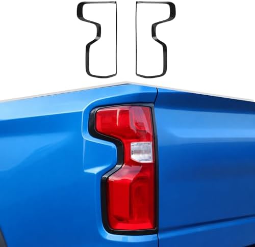 Tail Light Frame Cover Trim Compatible with Chevy Silverado 2019-2026, ABS Black Rear Taillight Bezel Exterior Accessories 2PCS