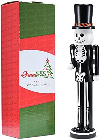 Ornativity Christmas Scary Skeleton Nutcracker – Black and White Wooden Day o...