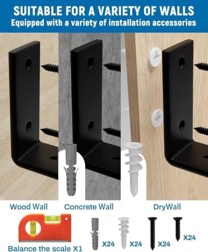 leopo 8 inch shelf brackets 12-pack, 1/5" thick, package contents
