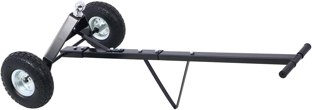 Trailer Dolly with, 600 lb Capacity Heavy Duty Steel Trailer Mover, 10" Pneumatic Tires with 1-7/8" Hitch Ball, Utility Boat Jet Ski Trailer Dolly with 44" Handle, Black/Gray/Yellow,Black