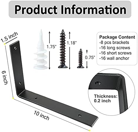 shelf brackets 10 inch wall l brackets 8pcs shown in use