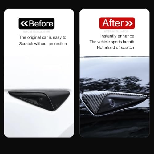 for Tesla Model 3/Y HW3.0 Turn Signal Side Camera Protection Cover Decoration Accessories fit for 2017-2023 Tesla Model 3 and 2020-2023.6 Tesla Model Y (Glossy Carbon Fiber Pattern)