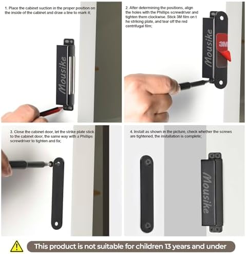 mousike magnetic door catch heavy duty 90lb door, front angle view