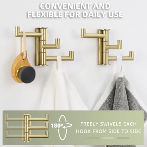 angle simple swivel towel hooks 2 pack, brushed, close-up detail