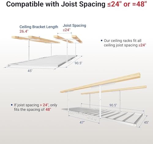 fleximounts 4x8 overhead garage ceiling storage rack with, close-up detail