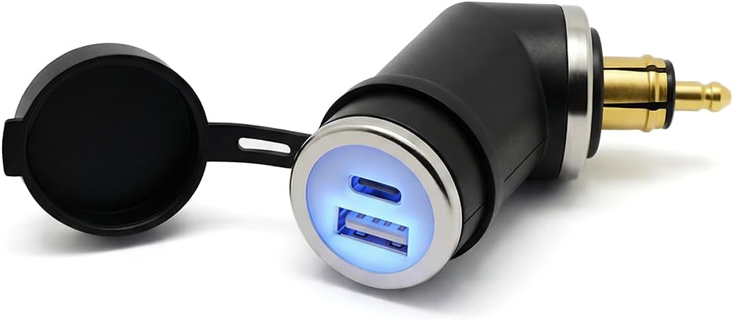 Cliff Top Hella DIN USB-C Charger Compatible with BMW Triumph Motorcycles | 6A 36W total, USB-C PD 18W, USB-A QC3.0 18W, Hella DIN plug, compatible with BMW Triumph DIN sockets, phone/GPS