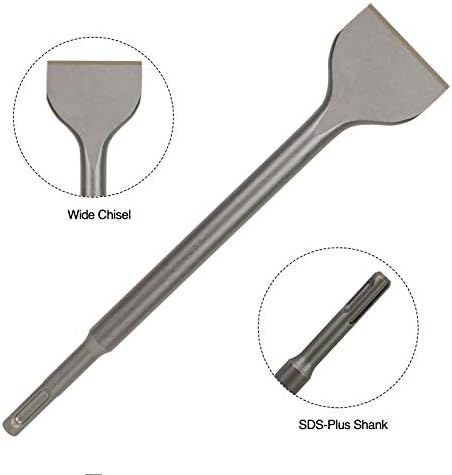 sds plus 4-piece chisel set, thinset scraping bit showing dimensions
