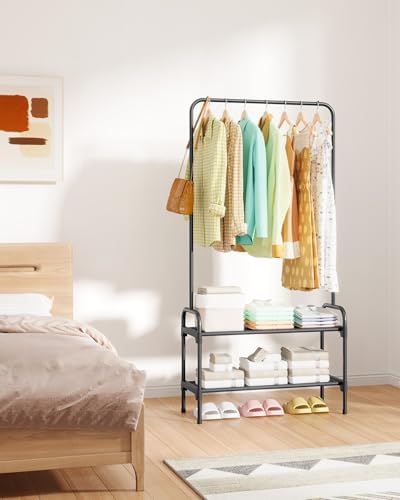 sakugi clothes rack 2-tier shoe organizer, metal, 29.3x12.5x59.6 on a desk or shelf