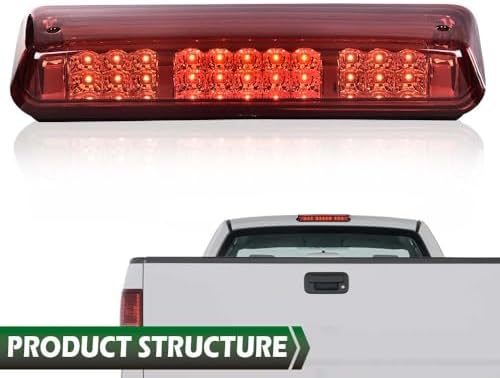 GRAND ORANGE LED 3rd Rear Third Brake Light Compatible with Ford F150 Lobo 2004-2008; Fit Explorer Sport Trac 2007-2010; Fit Lincoln Mark LT 2006-2008, Red Lens Clear Housing