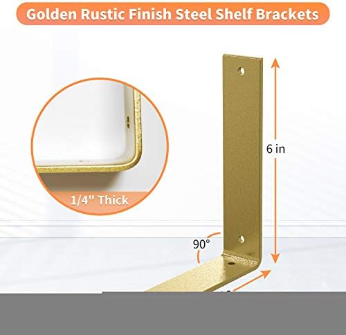 l shelf brackets 10 inch, gold heavy duty, side view