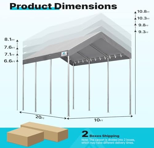 advance outdoor 10x20 ft heavy duty carport potable shown in use