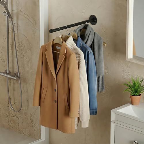 iae wall mounted closet rod,industrial pipe clothes rack,closet shown in use