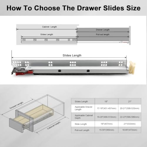 gobrico undermount drawer slides bottom mount soft close on a desk or shelf