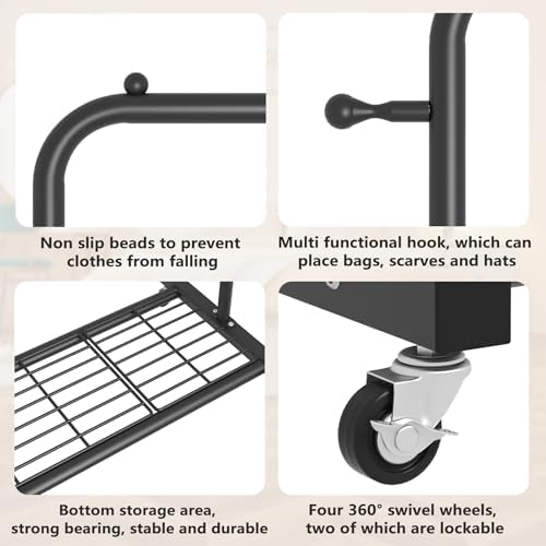 sywhitta metal clothing rack on wheels with mesh, close-up detail