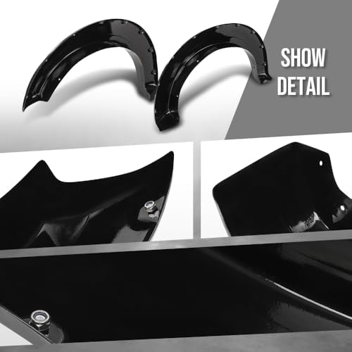 G-PLUS Fender Flares Front and Rear Side Compatible with Ford F250 F350 Super Duty 2017 2018 2019 2020, Not Fit Dually Models Pocket Rivet Smooth Black