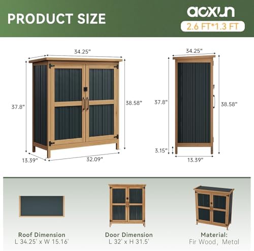 aoxun outdoor storage cabinet shed - wood & shown in use