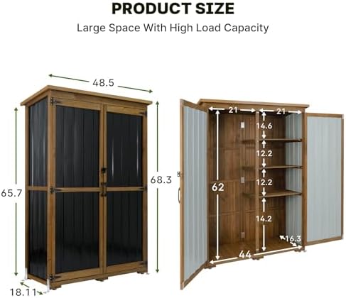 outdoor storage cabinet wood & metal with waterproof on a desk or shelf
