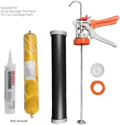 sausage caulking gun,dual‑purpose for 20oz sausage &10oz cartridge(2 shown in use