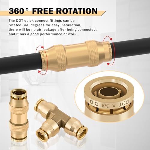 cheemuii 35pcs brass dot air line fittings kit, side view