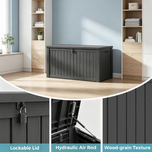 resin outdoor deck storage box waterproof (black, 180 on a desk or shelf