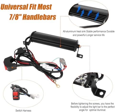 motorcycle led light bar & on-off switch headlight, side view