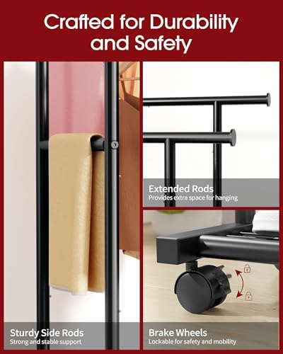 sakugi double rods clothes rack - metal clothing showing dimensions