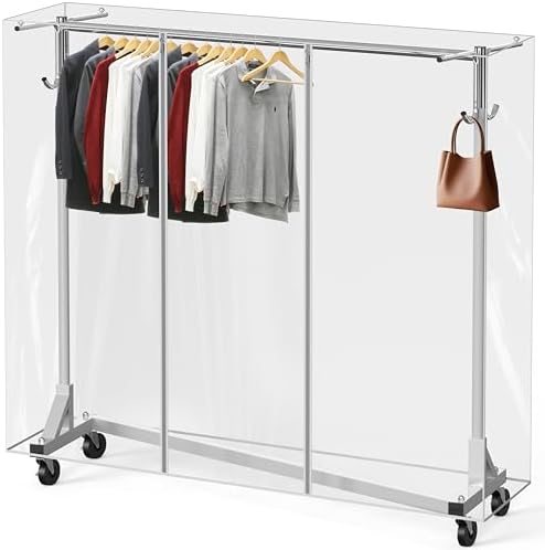 simple houseware industrial grade z-base garment rack w/cover, main product view