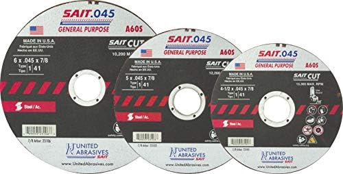 united abrasives-sait 23106 a60s general purpose cut-off wheels, close-up detail