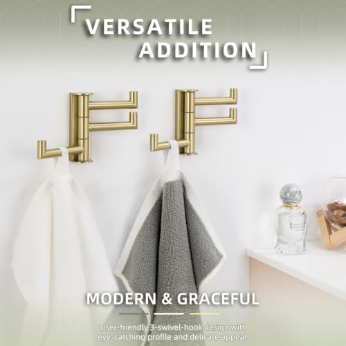angle simple swivel towel hooks 2 pack, brushed, package contents