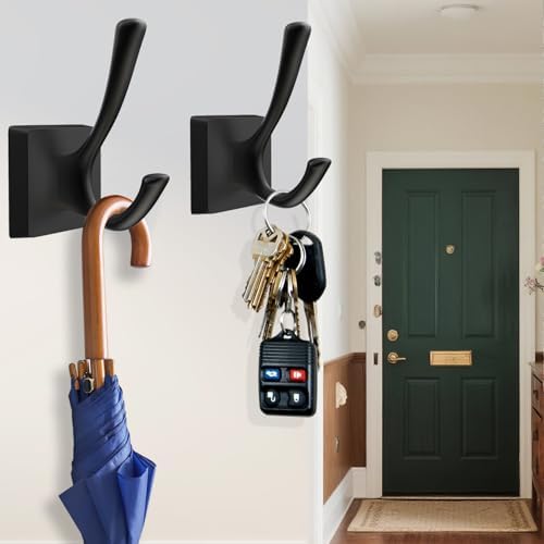 tofiigrem black wall hooks coat hooks, mudroom hooks, side view