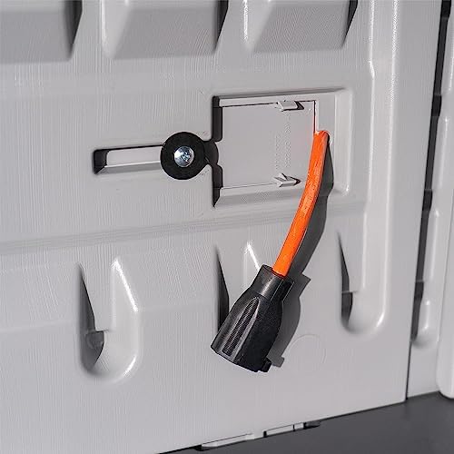 suncast xl outdoor storage cabinet, 130 gal, lockable, package contents