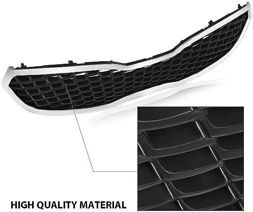 PIT66 Front Upper Bumper Grille Assembly Compatible with Kia Forte SX/EX/LX 2014-2016 Replacement KI1200156, 86350A7500, 86350-A7500 Chrome & Black