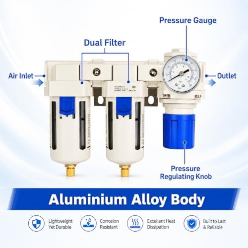 BLCH 3/8" NPT Air Compressor Filter - Double Compressed Air Dryer Air Co...