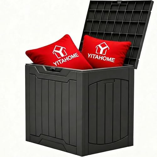yitahome 31 gallon outdoor storage box, front angle view