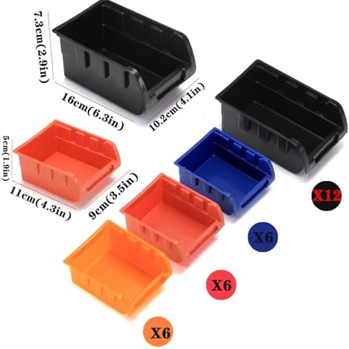 mulsame wall mounted storage bins parts rack 4, close-up detail