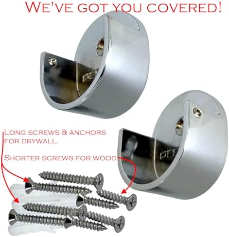 closet rod support flanges with screw on attachment, close-up detail