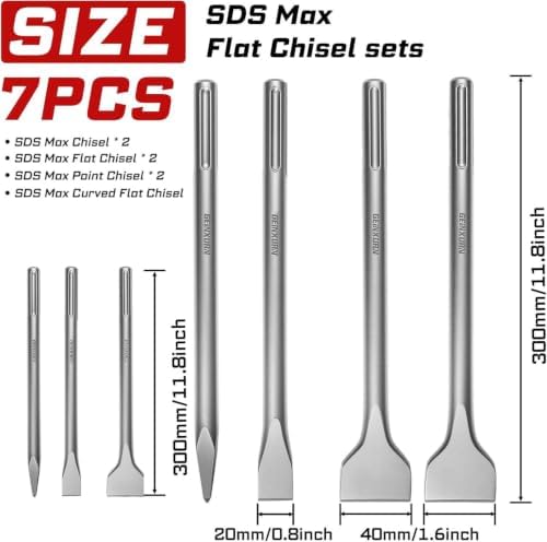 geinxurn sds max chisels, 7pcs 12-inch long masonry shown in use