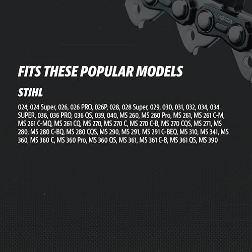 stihl 20 inch chainsaw chain 0.325" pitch, 063" showing dimensions