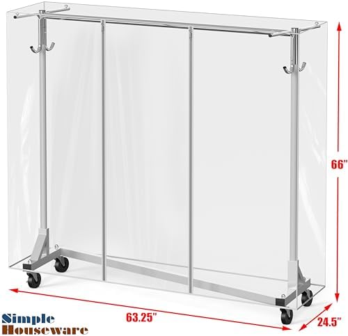 simple houseware industrial grade z-base garment rack w/cover, front angle view