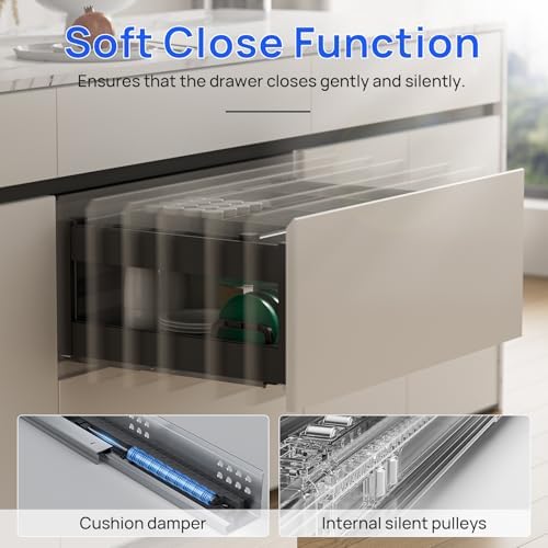14 inch soft close undermount drawer slides for, side view