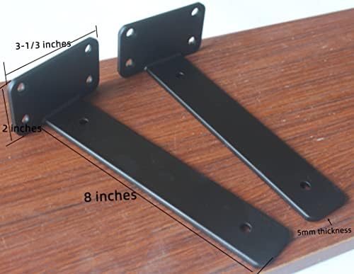 8 inch black hidden l shelf bracket (1/5 shown in use