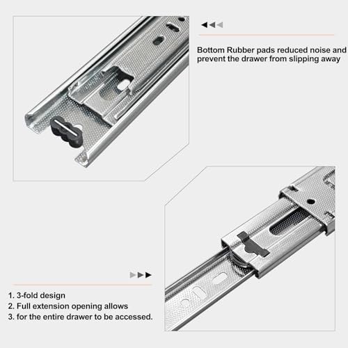 18 inch drawer slides 4 pairs (8pcs) full, side view
