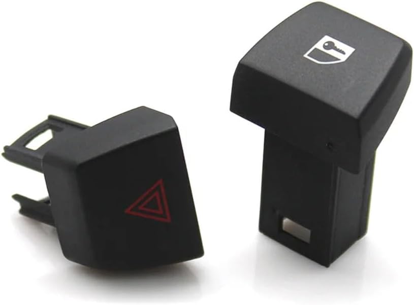2PCS Hazard Warning Flasher Light Switch Door Lock Button | Emergency Hazard Warning Light Switch and Door Lock Control Button, for BMW 5’ F10 F11/6’ F06 F12/7’ F01 F02/5GT F07/X3 F25