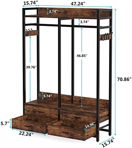 tribesigns freestanding closet organizer, garment rack with 4, close-up detail
