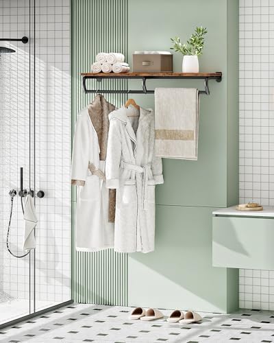 choezon wall mounted clothes rack, metal garment rack showing dimensions