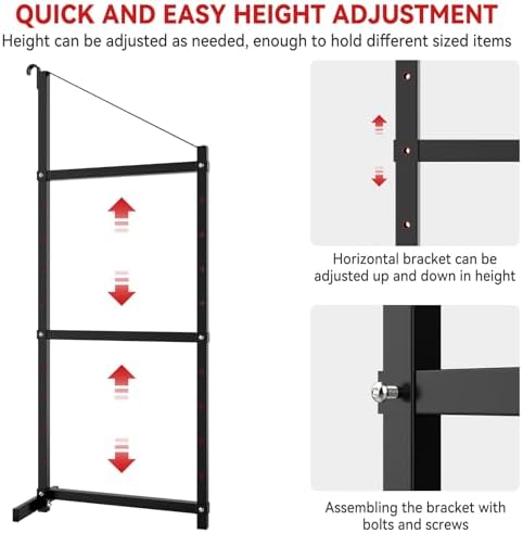 shipping container shelving bracket adjustable (4 pack, black), side view